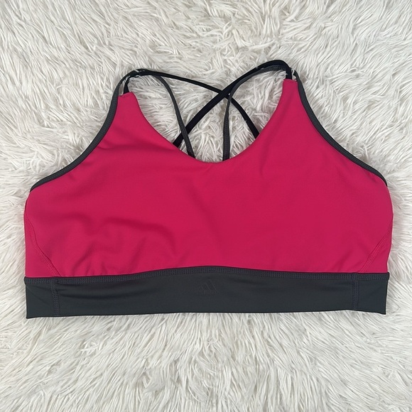 Adidas Pink & Grey Crossback Sports Bra - Picture 1 of 5